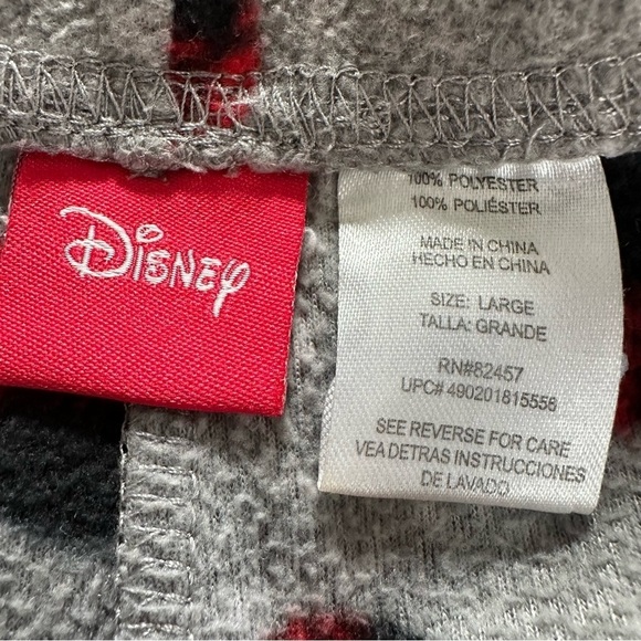 Disney Christmas Buffalo Plaid Mickey Print Plush Pajama Pants, Large - Picture 6 of 6